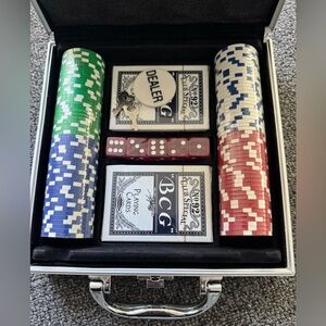 Poker Chip Set with Cards and Dice